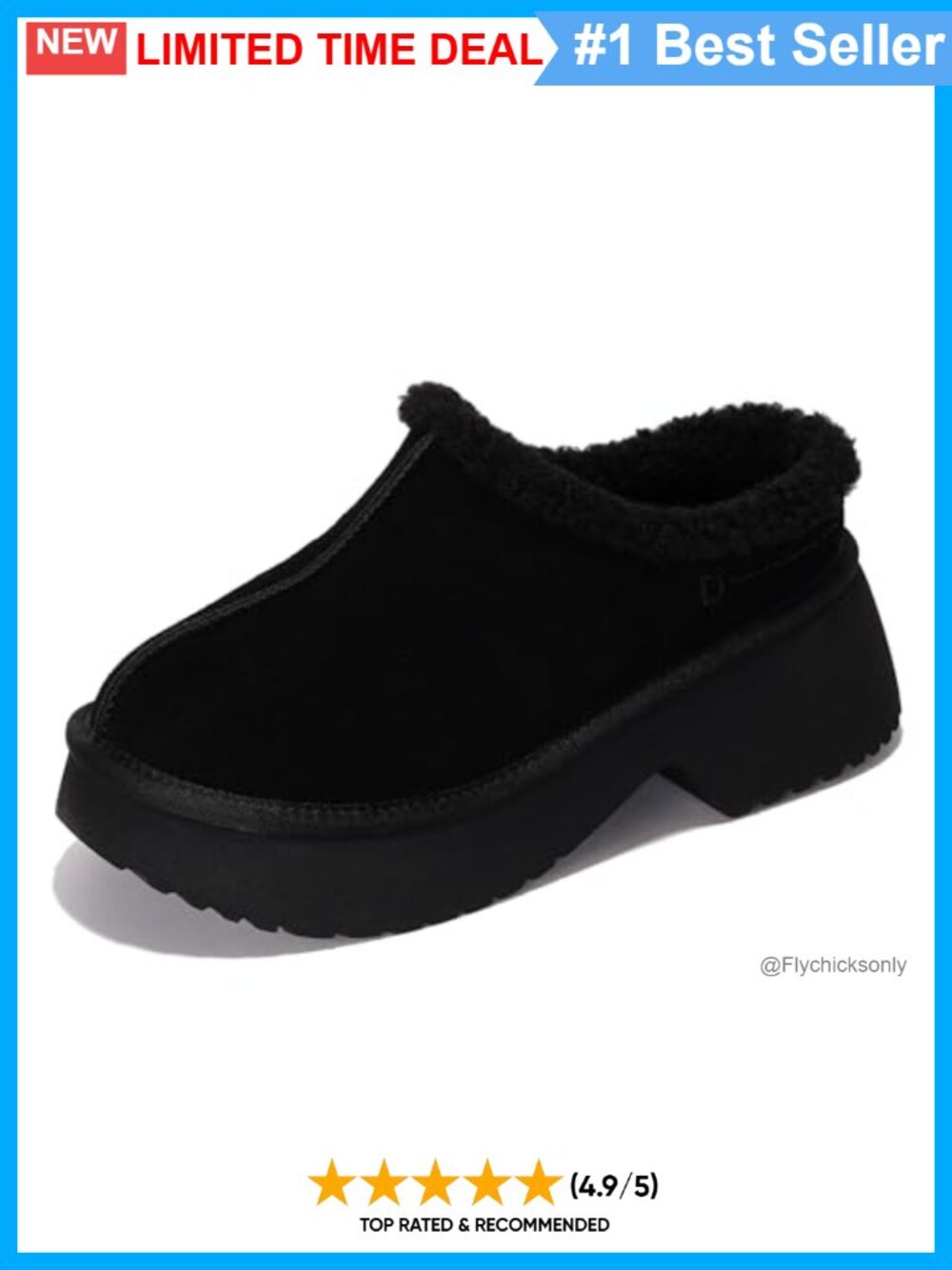 100% Genuine Leather Platform Clogs for Women Slip-On Mules Memory Foam Non-Slip
